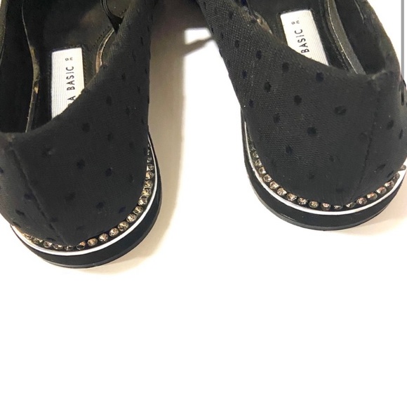 6 🔖 ZARA Pointed Diamond Heel Polka Dot Lace Flats Black - Picture 4 of 6